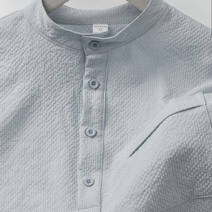 Buddha Stones Einfarbiges Polohemd mit halben Knöpfen für Herren, kurzärmelig - image 23