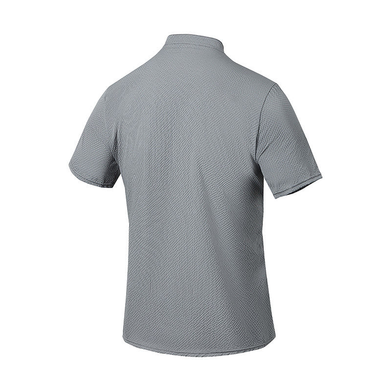 Buddha Stones Einfarbiges Polohemd mit halben Knöpfen für Herren, kurzärmelig - image 17