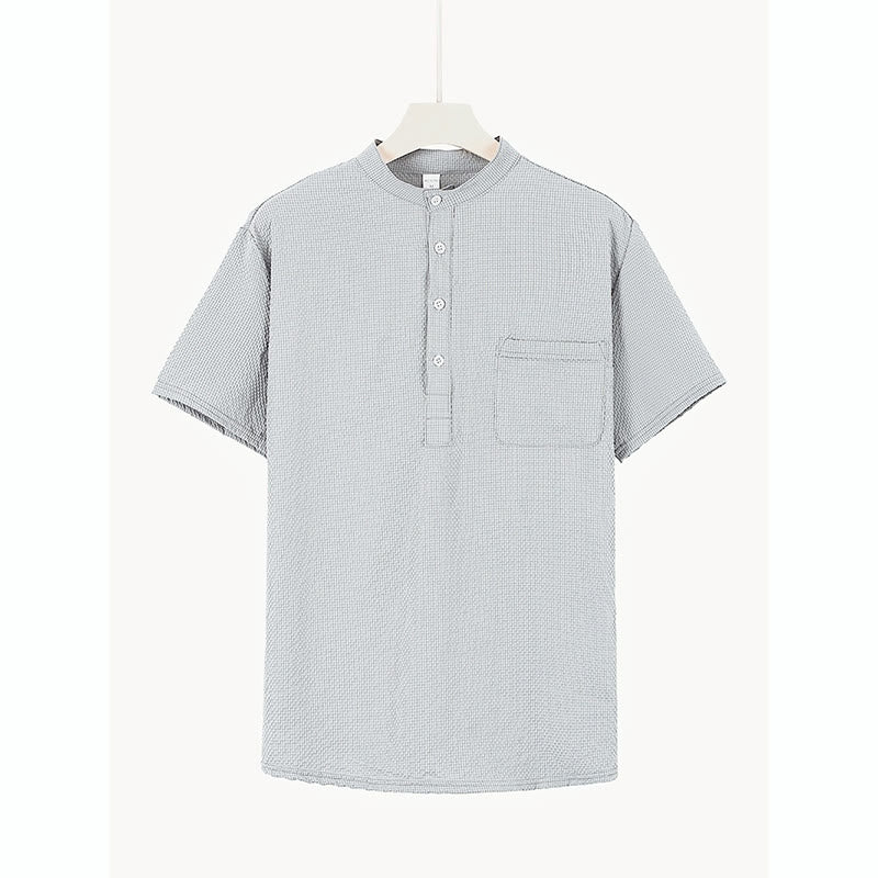 Buddha Stones Einfarbiges Polohemd mit halben Knöpfen für Herren, kurzärmelig - image 24