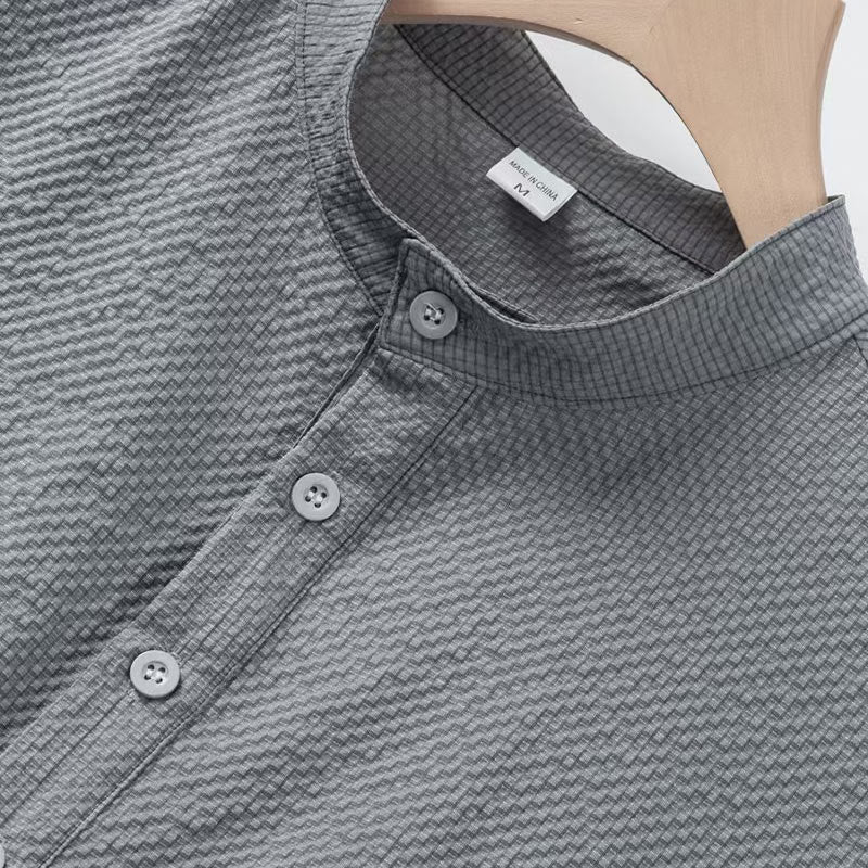 Buddha Stones Einfarbiges Polohemd mit halben Knöpfen für Herren, kurzärmelig - image 19