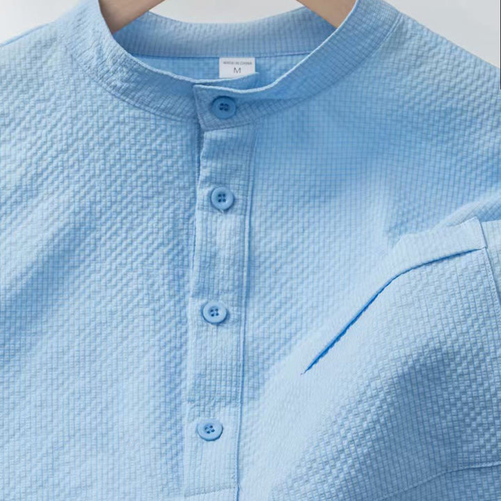 Buddha Stones Einfarbiges Polohemd mit halben Knöpfen für Herren, kurzärmelig - image 4