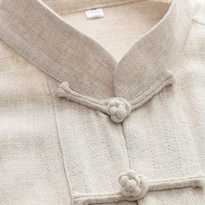 Buddha Stones 2-teiliger Tang-Anzug mit Froschknöpfen, langärmeliges Hemd und Hose, Herren-Set - image 2