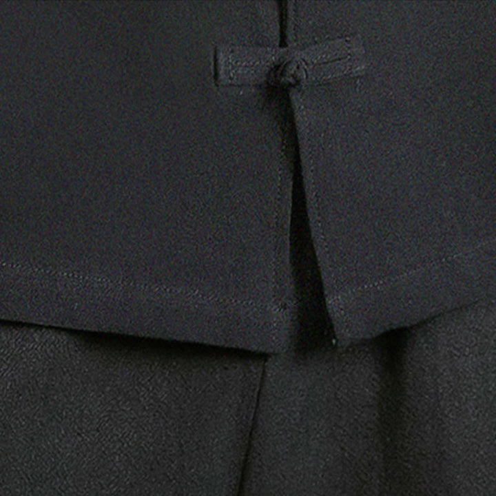 Buddha Stones Tang-Anzug Froschknopf Kranich Stickerei Langarm Herrenhemd aus Baumwolle - image 27