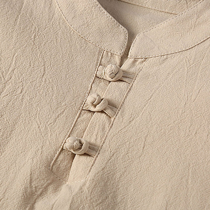 Buddha Stones 2-teiliger Tang-Anzug aus Baumwolle und Leinen mit Froschknöpfen, kurzärmelig, Hose, Kleidung für Herren - image 5