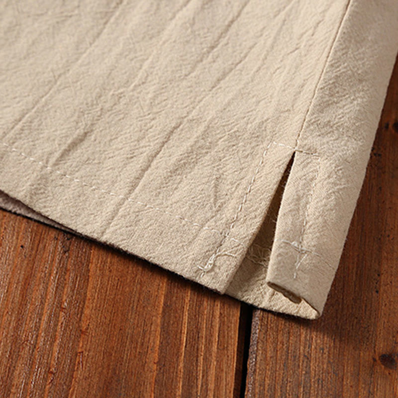 Buddha Stones 2-teiliger Tang-Anzug aus Baumwolle und Leinen mit Froschknöpfen, kurzärmelig, Hose, Kleidung für Herren - image 9