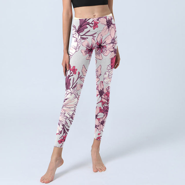 Buddha Stones Rosa Rose Rot Blumen Druck Übung Leggings Damen Yoga Hose - image 5