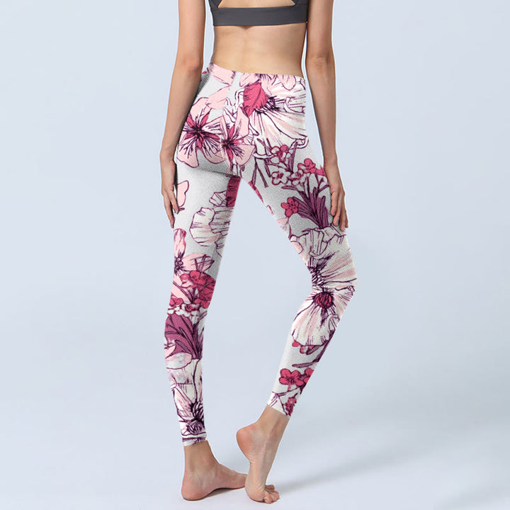Buddha Stones Rosa Rose Rot Blumen Druck Übung Leggings Damen Yoga Hose - image 5