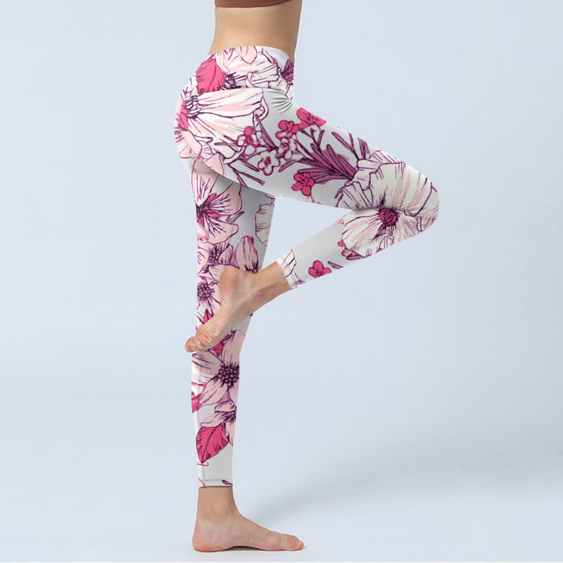 Buddha Stones Rosa Rose Rot Blumen Druck Übung Leggings Damen Yoga Hose - image 3