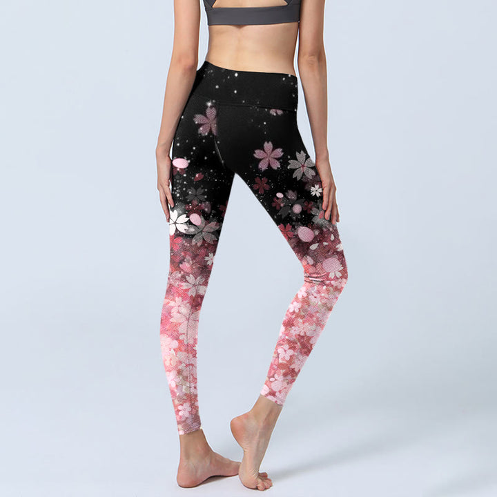 Buddha Stones Pink Cherry Blossoms Print Übungsleggings Damen Yogahose - image 5