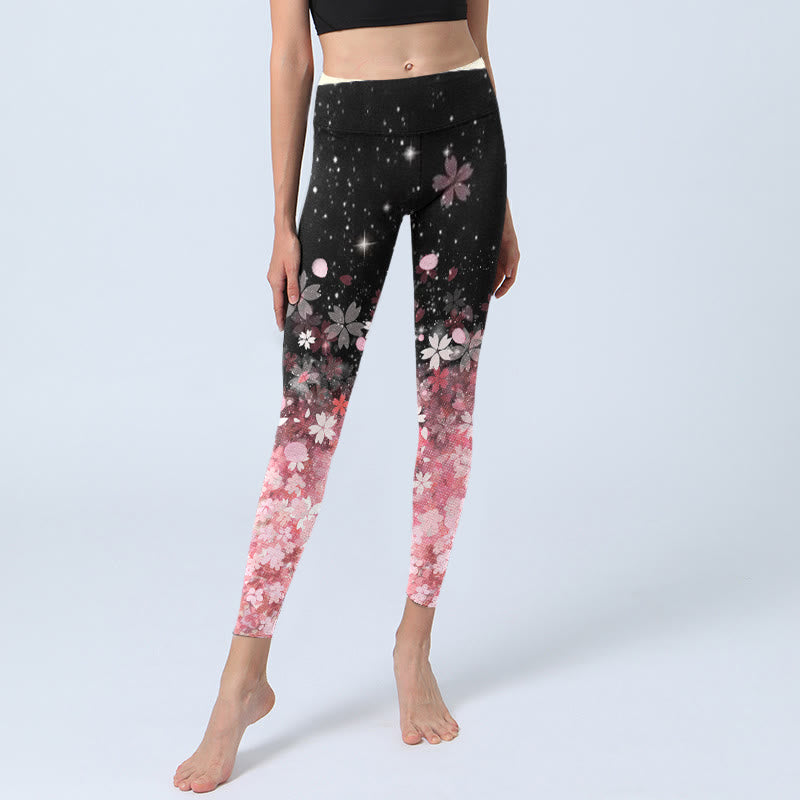 Buddha Stones Pink Cherry Blossoms Print Übungsleggings Damen Yogahose - image 6