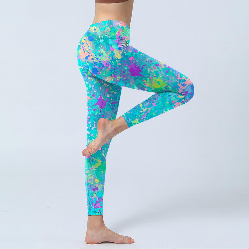 Buddha Stones Splash Ink Print Übungsleggings Damen Yogahose - image 5