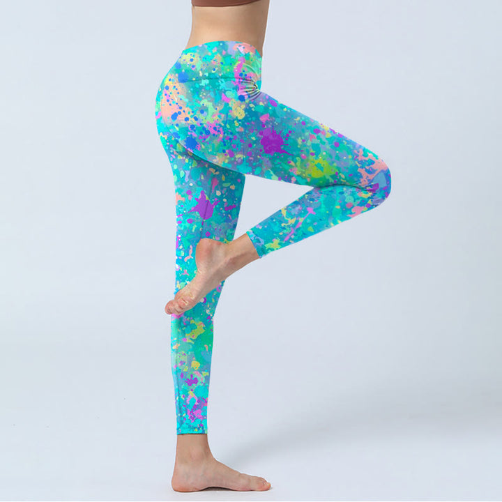 Buddha Stones Splash Ink Print Übungsleggings Damen Yogahose - image 5
