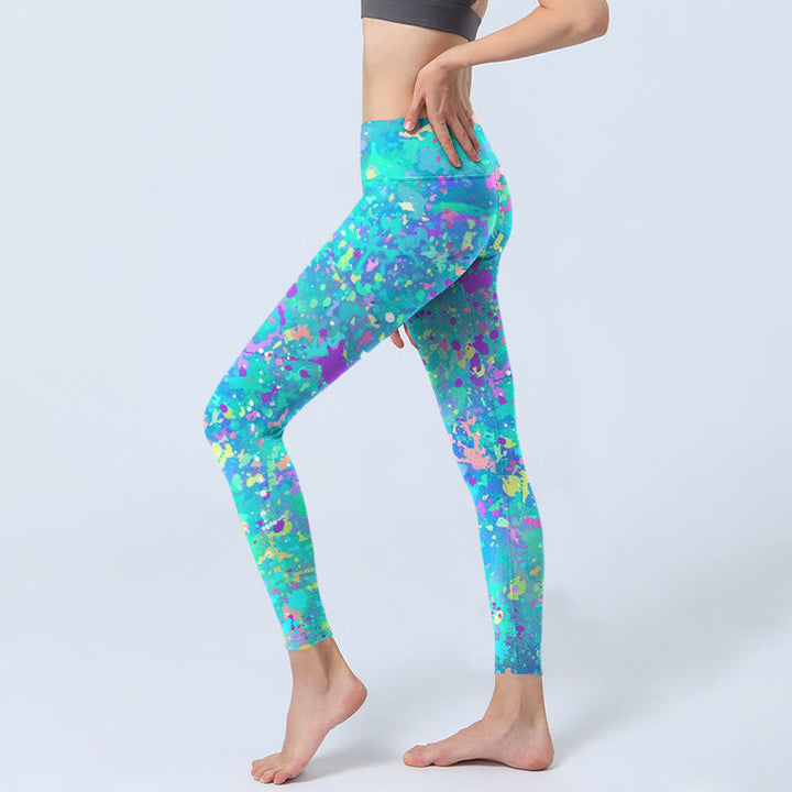 Buddha Stones Splash Ink Print Übungsleggings Damen Yogahose - image 3