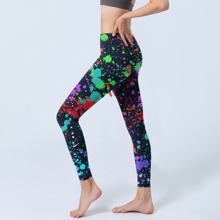 Buddha Stones Black Splash Ink Print Übungsleggings Damen Yogahose - image 3