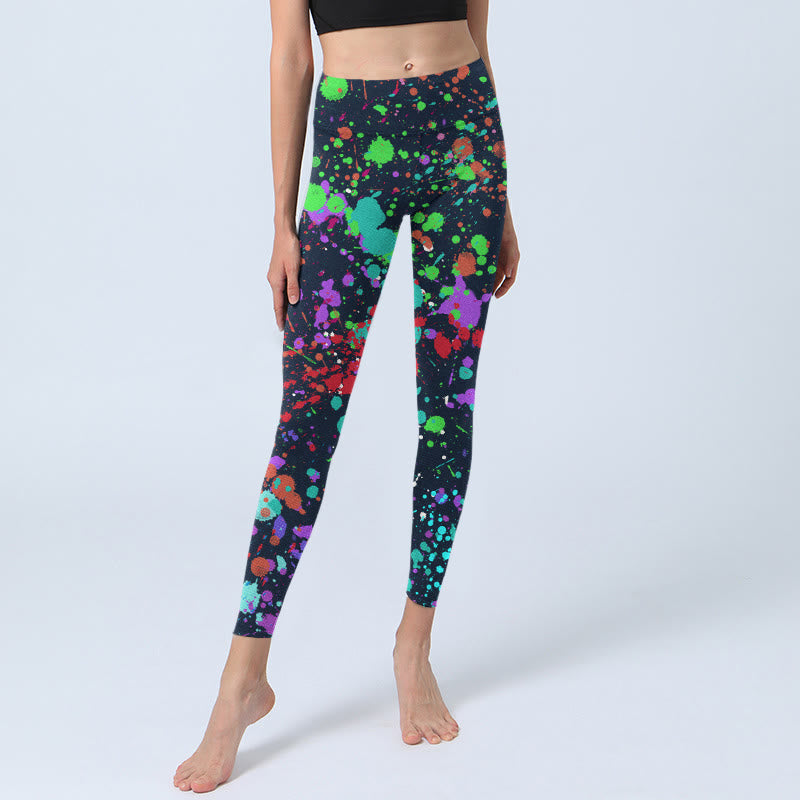Buddha Stones Black Splash Ink Print Übungsleggings Damen Yogahose - image 7