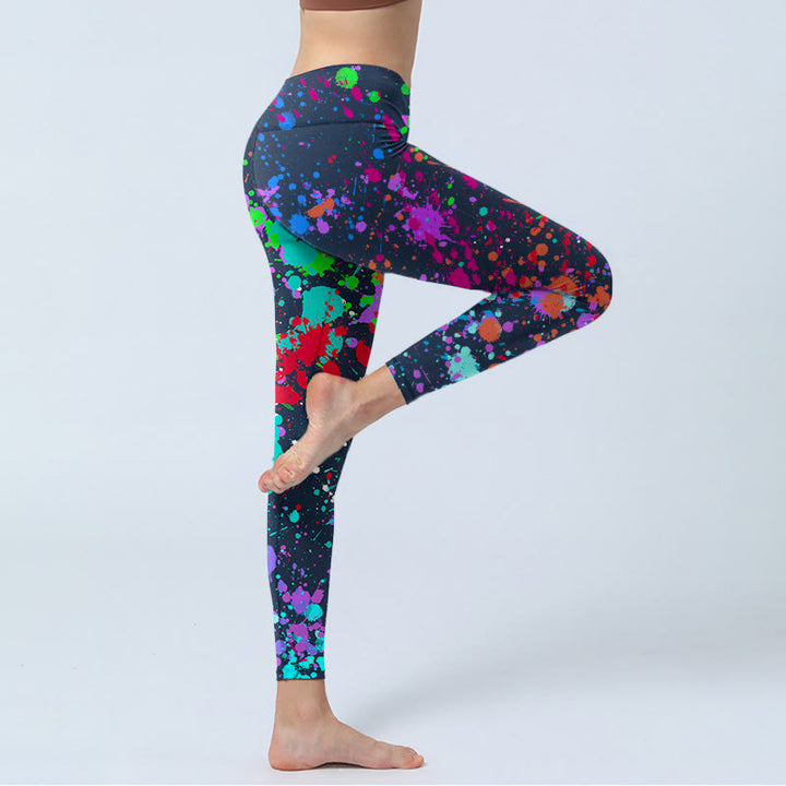 Buddha Stones Black Splash Ink Print Übungsleggings Damen Yogahose - image 5