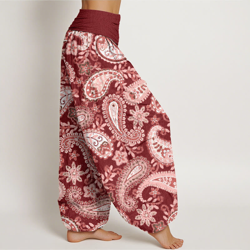 Buddha Stones Baumwoll-Haremshose mit Paisley-Muster für Damen, elastischer Bund - image 1