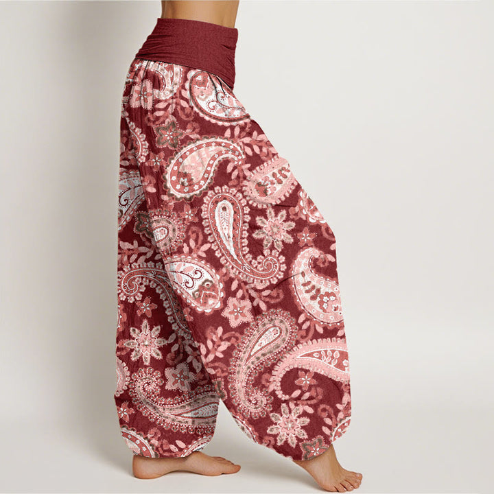 Buddha Stones Baumwoll-Haremshose mit Paisley-Muster für Damen, elastischer Bund - image 1
