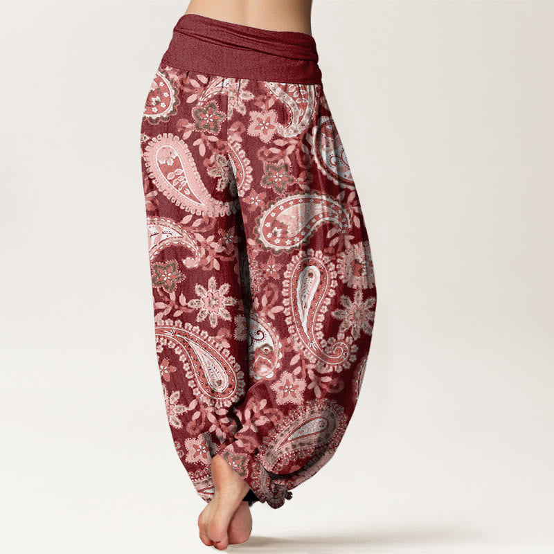 Buddha Stones Baumwoll-Haremshose mit Paisley-Muster für Damen, elastischer Bund - image 2