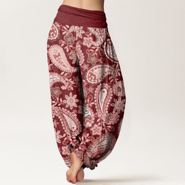 Buddha Stones Baumwoll-Haremshose mit Paisley-Muster für Damen, elastischer Bund - image 2