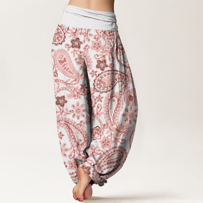 Buddha Stones Baumwoll-Haremshose mit Paisley-Muster für Damen, elastischer Bund - image 6
