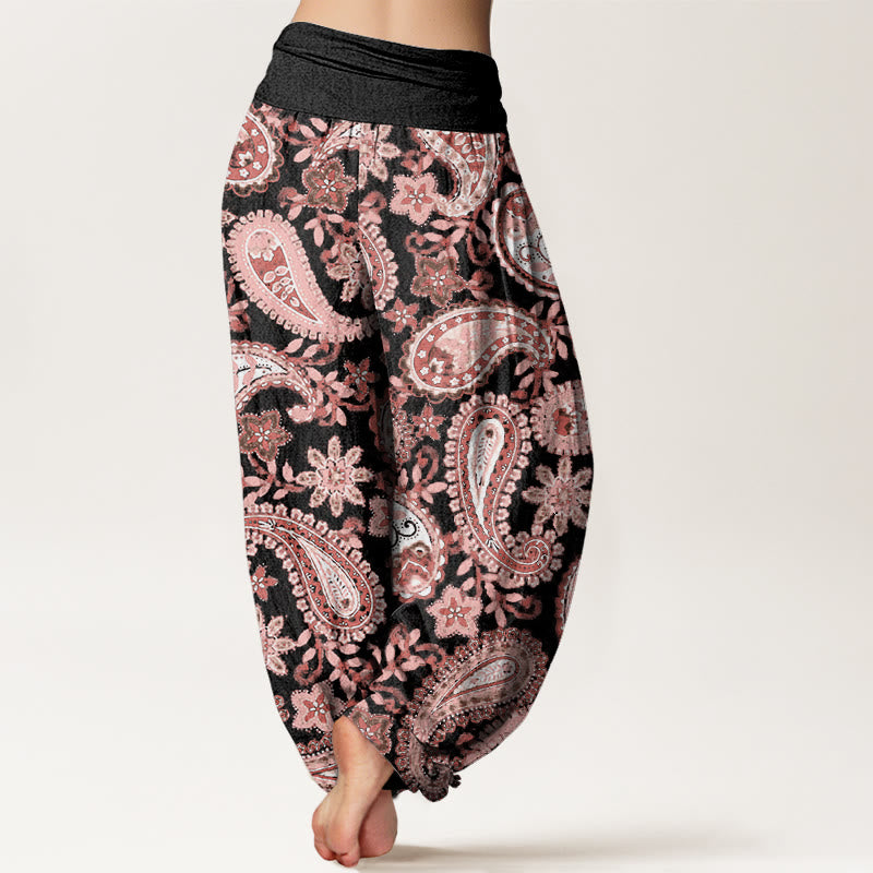 Buddha Stones Baumwoll-Haremshose mit Paisley-Muster für Damen, elastischer Bund - image 9