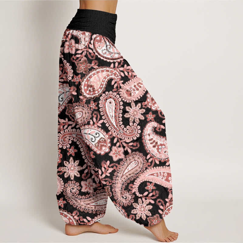 Buddha Stones Baumwoll-Haremshose mit Paisley-Muster für Damen, elastischer Bund - image 8