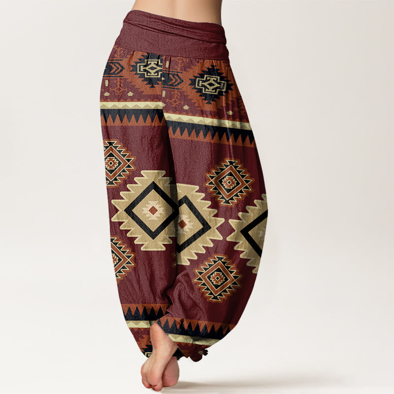 Buddha Stones Lässige, symmetrische Haremshose im Navajo-Textilstil mit Muster und elastischer Taille für Damen - image 3