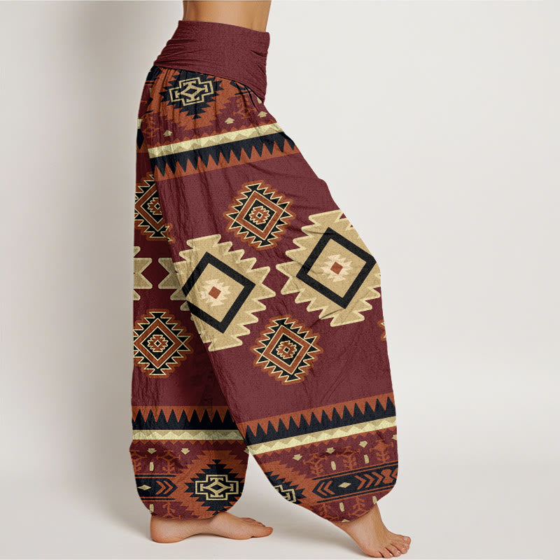 Buddha Stones Lässige, symmetrische Haremshose im Navajo-Textilstil mit Muster und elastischer Taille für Damen - image 2