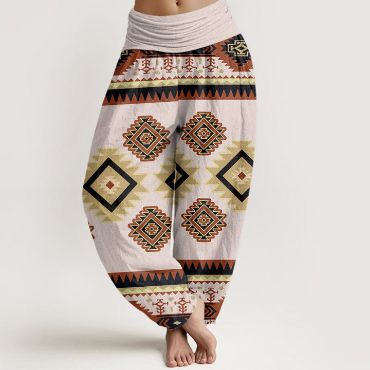 Buddha Stones Lässige, symmetrische Haremshose im Navajo-Textilstil mit Muster und elastischer Taille für Damen - LavenderBlush - US22， UK/AU26，EU54 (6XL) - image 5