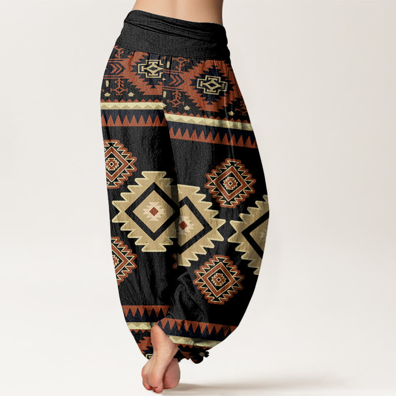 Buddha Stones Lässige, symmetrische Haremshose im Navajo-Textilstil mit Muster und elastischer Taille für Damen - image 10