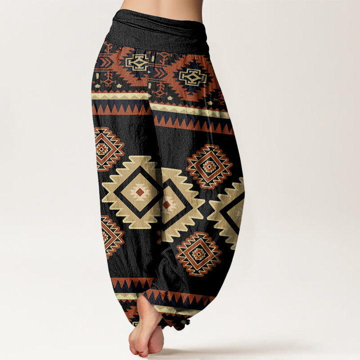 Buddha Stones Lässige, symmetrische Haremshose im Navajo-Textilstil mit Muster und elastischer Taille für Damen - image 10