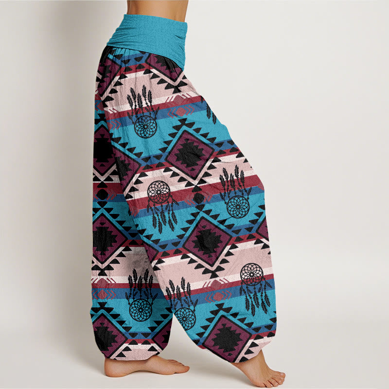Buddha Stones Lässiger symmetrischer Traumfänger Navajo Textilmuster Damen Haremshose mit elastischer Taille - image 2