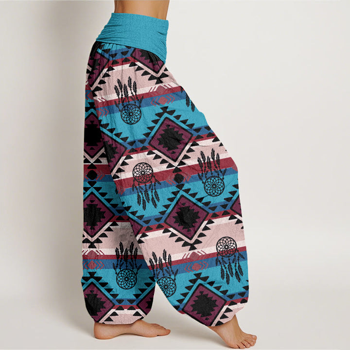Buddha Stones Lässiger symmetrischer Traumfänger Navajo Textilmuster Damen Haremshose mit elastischer Taille - image 2