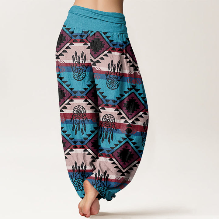 Buddha Stones Lässiger symmetrischer Traumfänger Navajo Textilmuster Damen Haremshose mit elastischer Taille - image 3