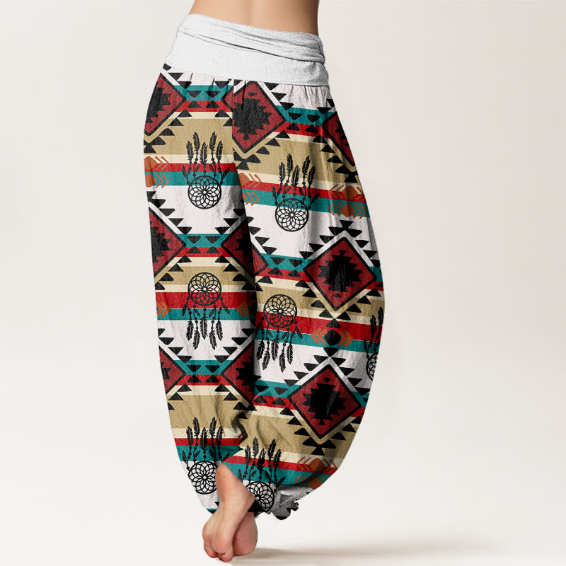 Buddha Stones Lässiger symmetrischer Traumfänger Navajo Textilmuster Damen Haremshose mit elastischer Taille - image 7