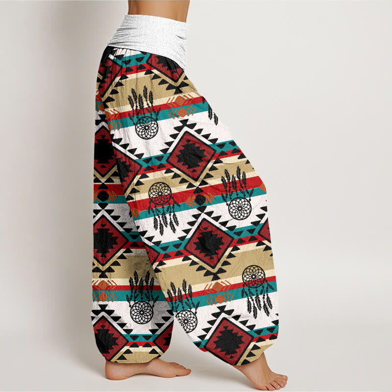 Buddha Stones Lässiger symmetrischer Traumfänger Navajo Textilmuster Damen Haremshose mit elastischer Taille - image 6