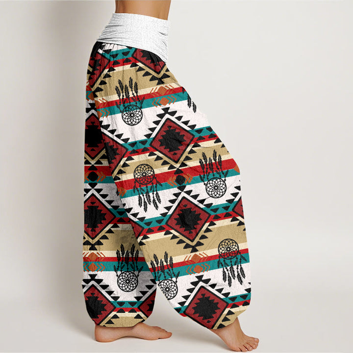 Buddha Stones Lässiger symmetrischer Traumfänger Navajo Textilmuster Damen Haremshose mit elastischer Taille - image 6