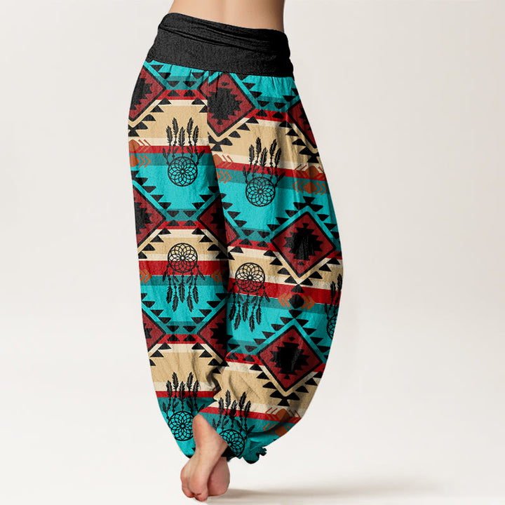 Buddha Stones Lässiger symmetrischer Traumfänger Navajo Textilmuster Damen Haremshose mit elastischer Taille - image 10
