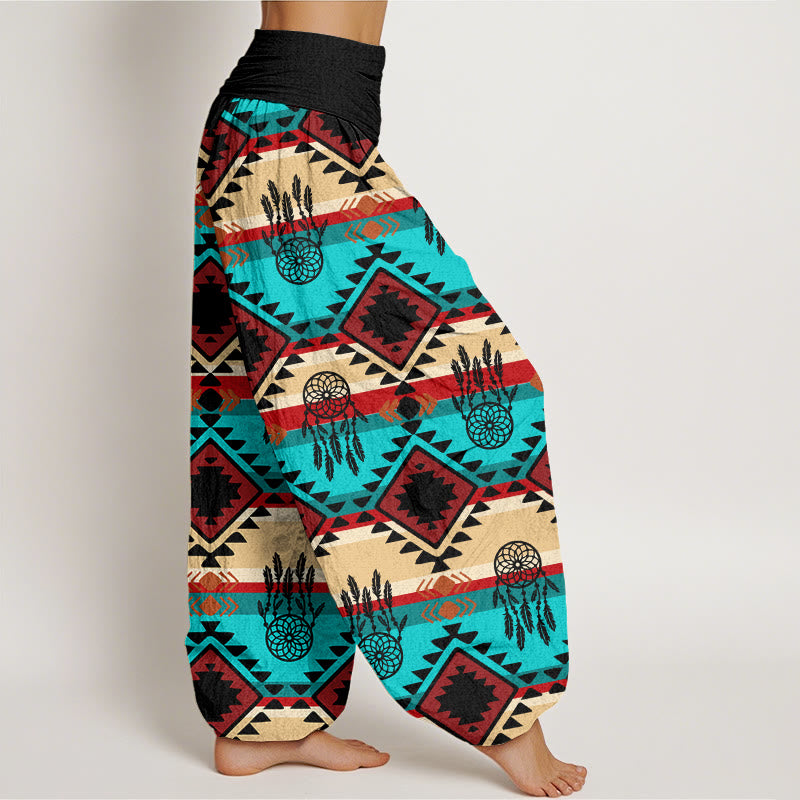 Buddha Stones Lässiger symmetrischer Traumfänger Navajo Textilmuster Damen Haremshose mit elastischer Taille - image 9