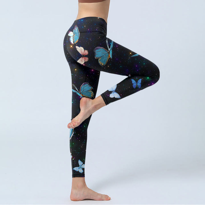 Buddha Stones Butterfly Star Sky Print Übungsleggings Damen Yogahose - image 4