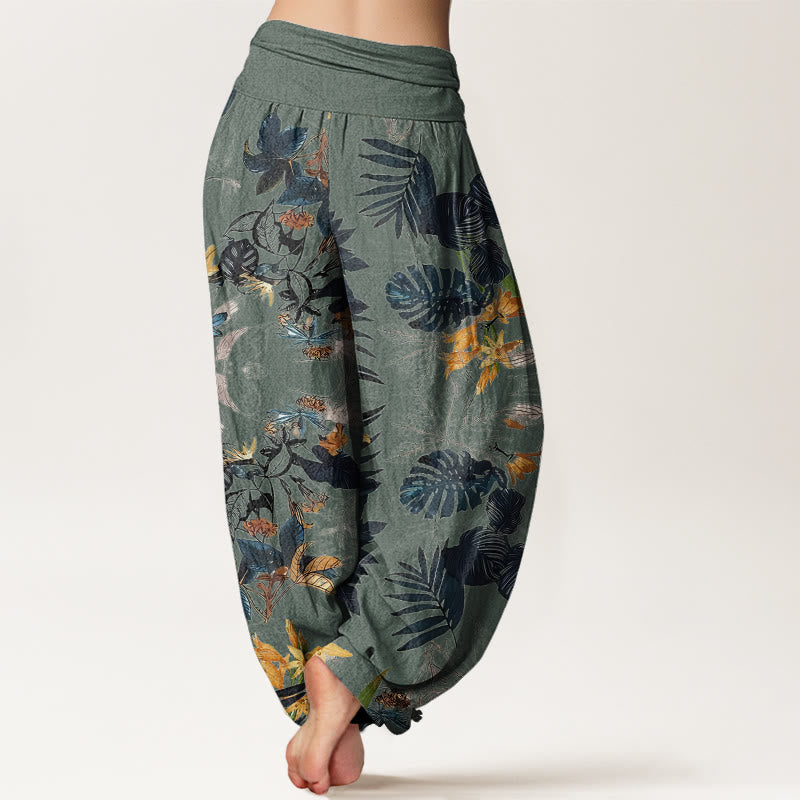 Buddha Stones, gelbe Blumen, grüne Blätter, Design, elastische Taille, Haremshose für Damen - image 2