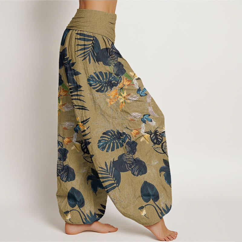 Buddha Stones, gelbe Blumen, grüne Blätter, Design, elastische Taille, Haremshose für Damen - image 7