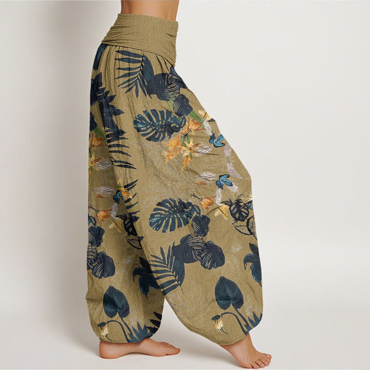 Buddha Stones, gelbe Blumen, grüne Blätter, Design, elastische Taille, Haremshose für Damen - image 7
