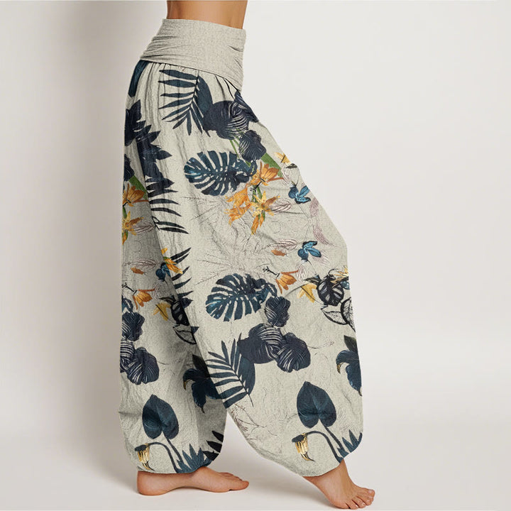 Buddha Stones, gelbe Blumen, grüne Blätter, Design, elastische Taille, Haremshose für Damen - image 10