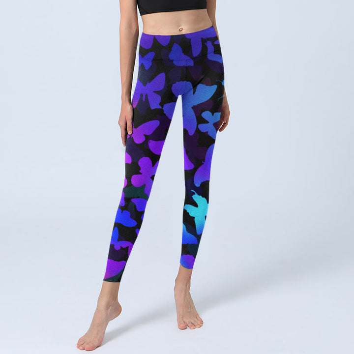 Buddha Stones Farbverlauf Schmetterlingsdruck Übungsleggings Damen Yogahose - image 5
