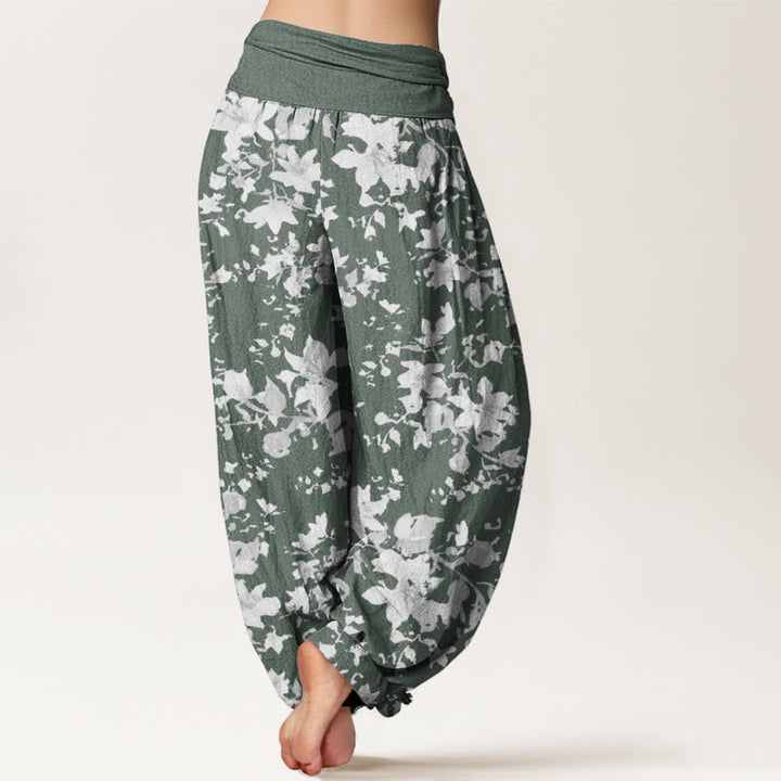 Haremshose für Damen mit elastischer Taille und Buddha Stones -Blätter-Design - image 7