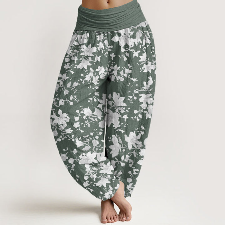 Haremshose für Damen mit elastischer Taille und Buddha Stones -Blätter-Design - DunkelMeergrün - US22， UK/AU26，EU54 (6XL) - image 5
