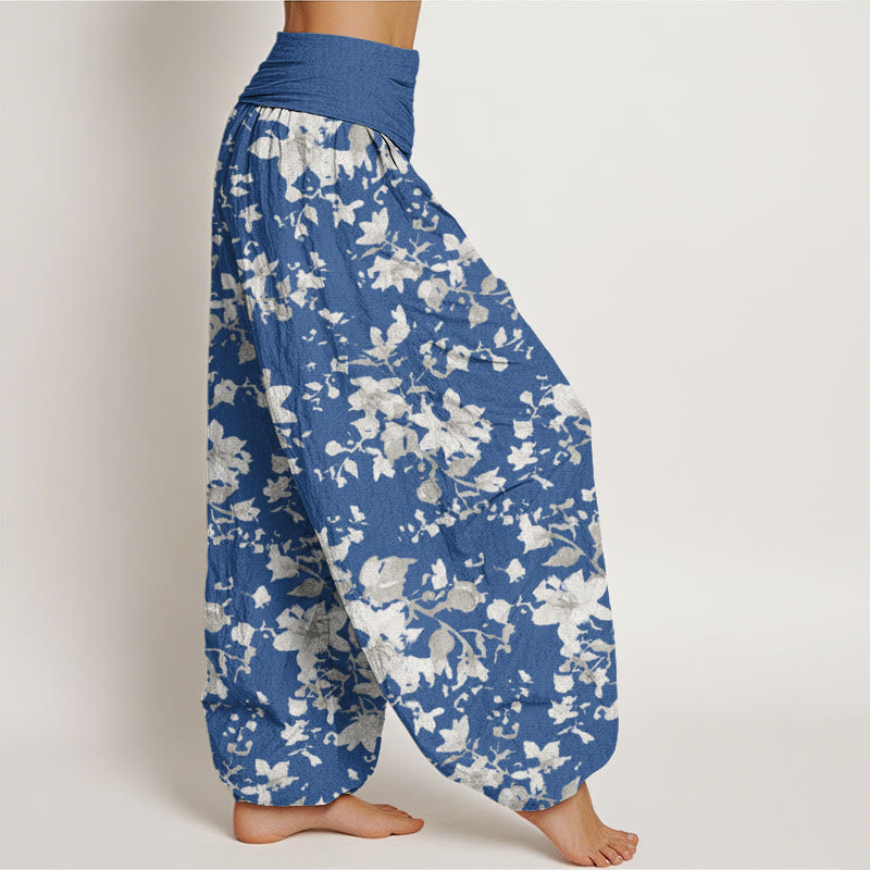Haremshose für Damen mit elastischer Taille und Buddha Stones -Blätter-Design - image 10