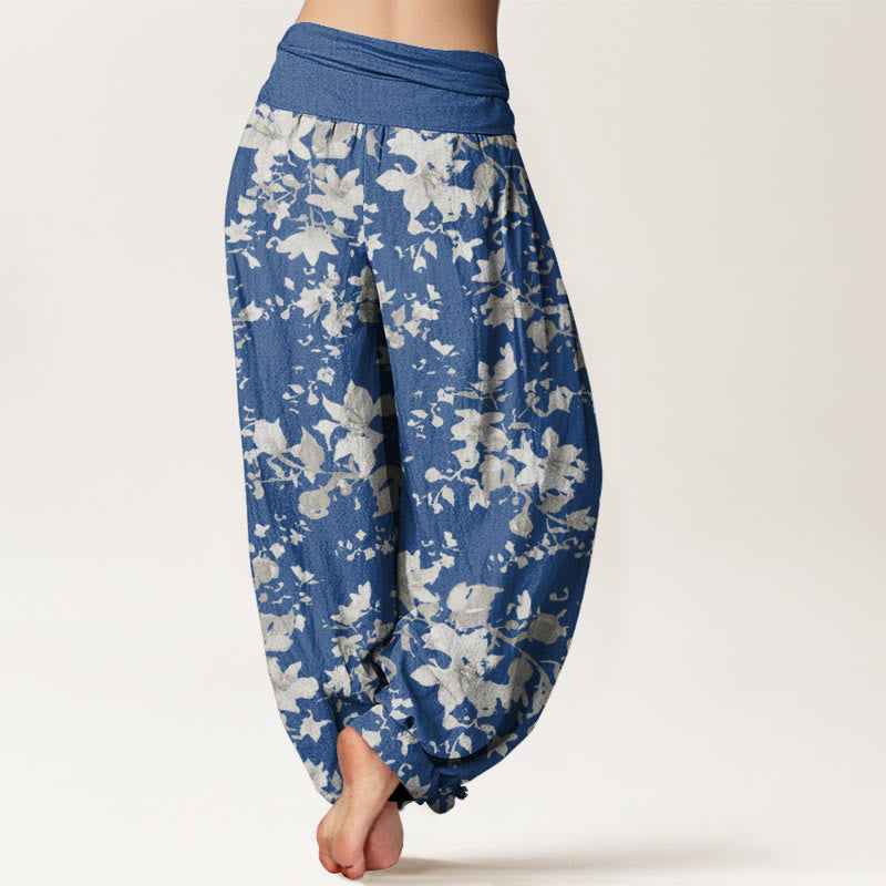 Haremshose für Damen mit elastischer Taille und Buddha Stones -Blätter-Design - image 9